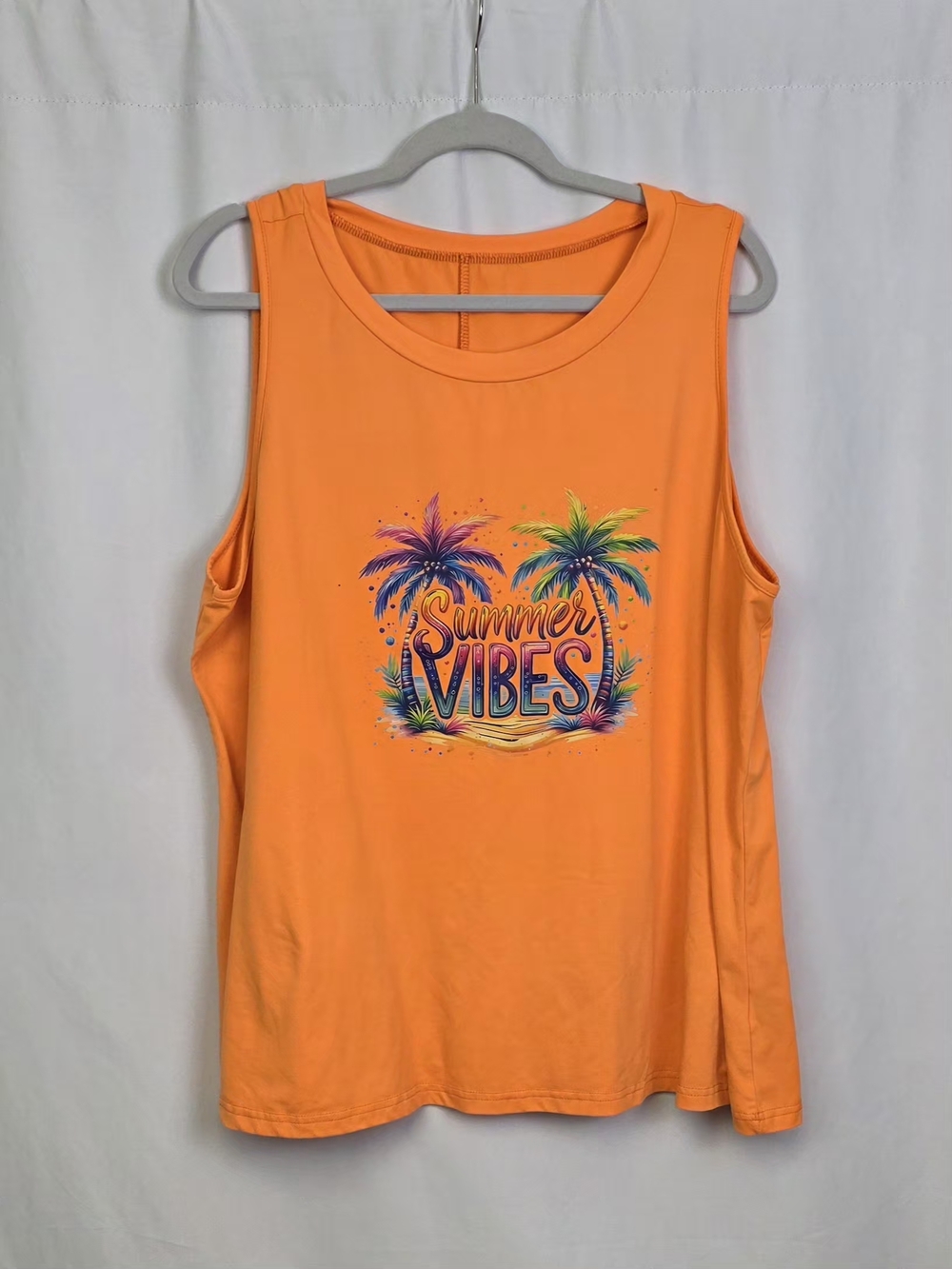 SHEIN Orange Tropical "Summer Vibes" Graphic Tank Size 4XL